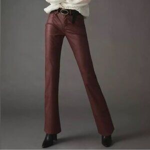 Anthropologie Pilcro faux leather boot cut pants 34 brown/burgundy